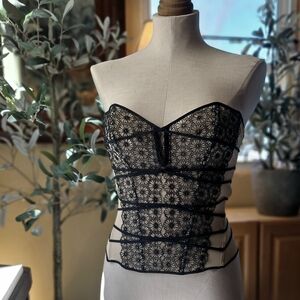 Victoria's Secret Small Mesh Black Lace Bustier Corset